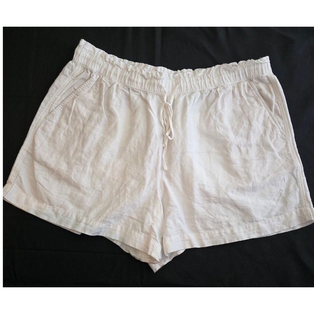 LOFT Linen Blend Shorts Womens XL White Pull-On Shorts Elastic Drawstring Summer